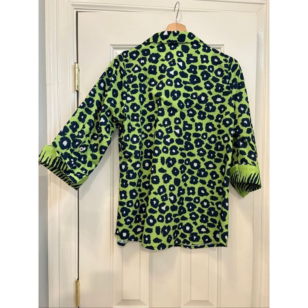 Gretchen Scott Boyfriend Shirt Blouse Me Jane Leopard M - Picture 3 of 5